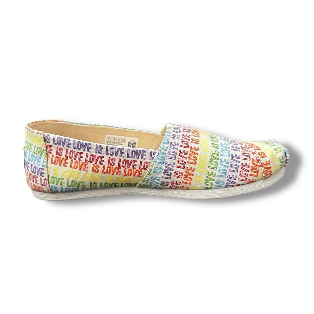 Toms Women's Alpargata Slip On Flats Rainbow Canvas Love is Love Pride 6.5